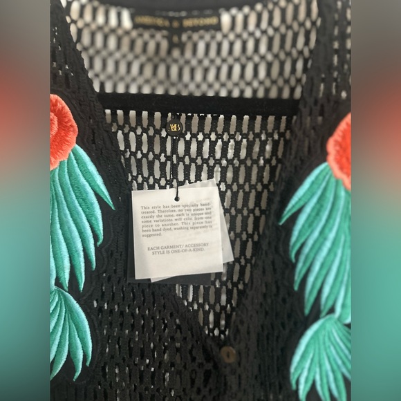 Floral Embroidered Black Swim Coverup - Picture 5 of 5